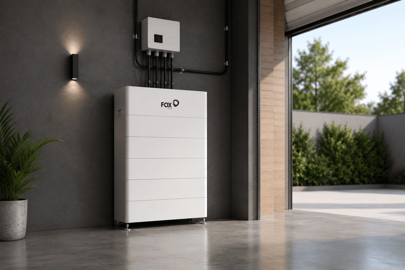 Home battery storage system installed indoors